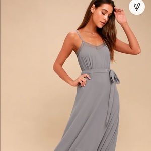 Lulus stars in your eyes grey maxi dress in size small